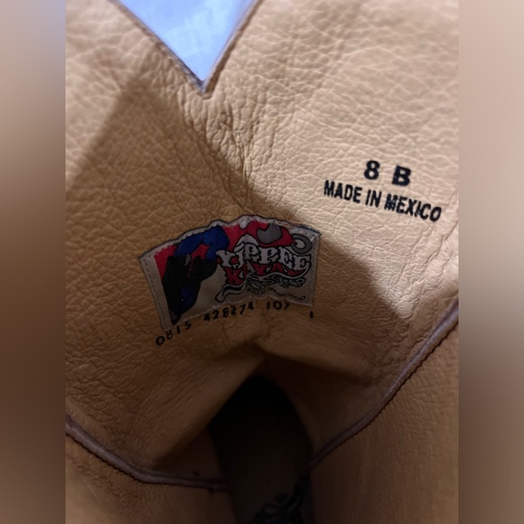 Yippy Kiyay Cowgirl BOOTS with Angel Wings and a CROSS Size 8 Brown Tan Gold - Picture 8 of 14